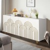 Modern Fluted 4-Door Sideboard with Gold Accents, Adjustable Shelves & Pre-Wired Holes, Sleek Storage for Dining, Living Room - 2 of 4