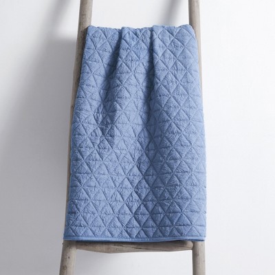 Rowan Blue Quilted Reversible Polyester Throw Blanket