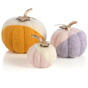 Shiraleah Set Of 3 Assorted Felt Mulicolor Decorative Pumpkins - 1 of 4