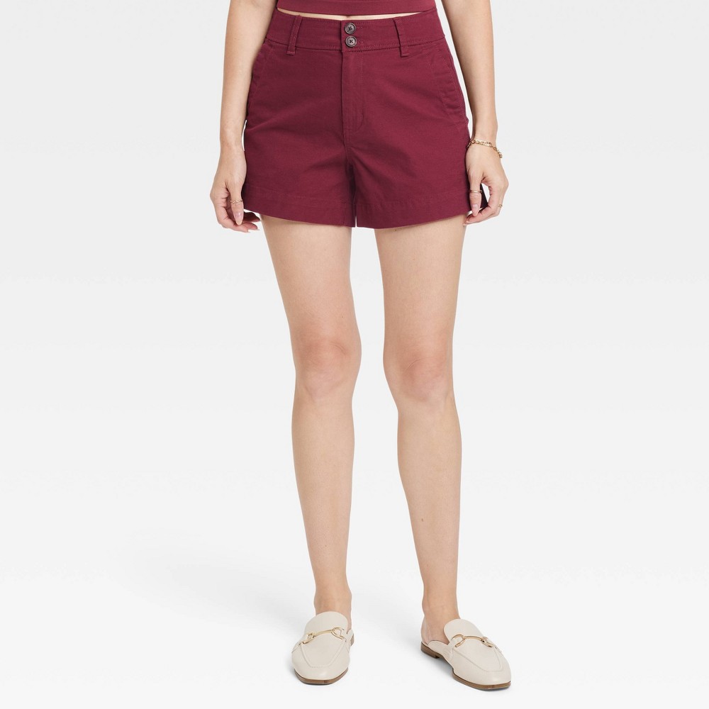 Women's High-Rise Everyday Shorts - A New Day™ Burgundy Case Pack of 9. Size 2-17.