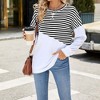 Coolmee Women's Sweatshirt Long Sleeve Crewneck Striped Sweatshirt Trendy Fall Tops Pullover Sweatshirts - 2 of 4