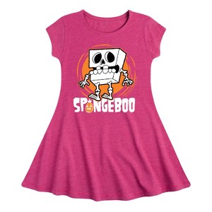Girls' - SpongeBob SquarePants - Spongeboo Fit & Flair Cap Sleeve Dress - 1 of 3