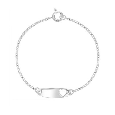 Baby Girls' Heart Cutout Tag Id Bracelet Sterling Silver - In Season ...