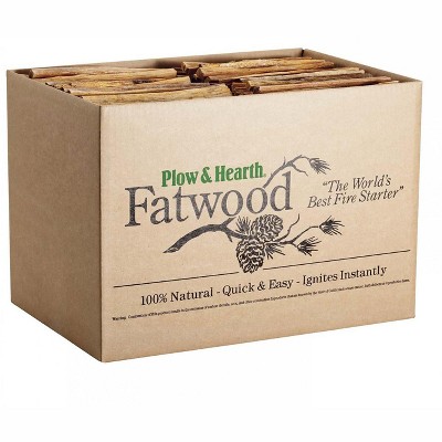 Plow & Hearth - Fatwood Fire Starter - Resin Rich Pre-Split Kindling for Easily Starting Fires Pre-Split Kindling, 25 lb. Box