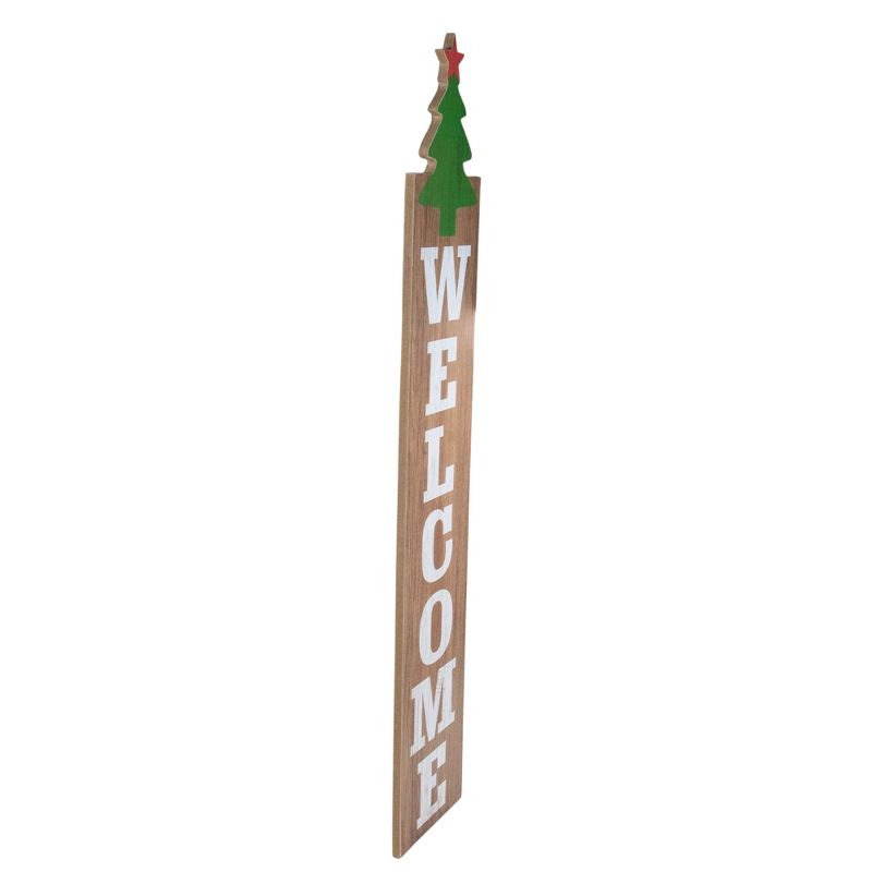 Northlight 31.5" Green Christmas Tree and Red Star Tall Wooden Welcome Porch Board Sign Decoration, 4 of 6