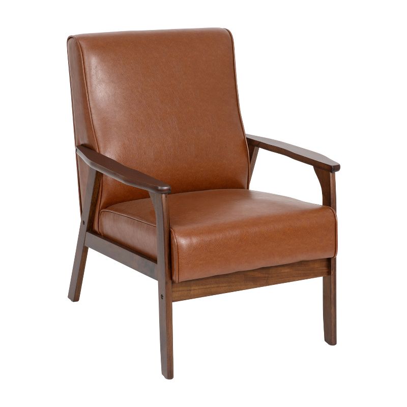 Emma and Oliver Upholstered Mid-Century Modern Arm Chair with Wood Frame, 1 of 12