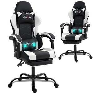 Bosmiller Ergonomic Reclining Gaming Chair with Linkage Armrests & Footrest, Racing Office Chair, PU Leather Computer Desk Chair - 1 of 4