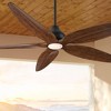 Casa Vieja 60" Lotus Bay Modern Indoor Outdoor Ceiling Fan 5 Blade LED Light Remote Control Matte Black Motor Walnut Finish Blades Bedroom Damp Rated - 2 of 4