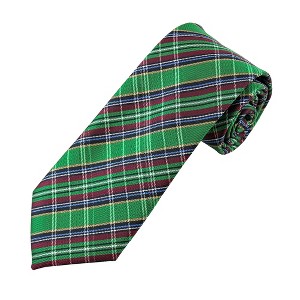 Jacob Alexander Men's Holiday Christmas Green Plaid Regular Length Neck Tie - 1 of 2