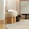 OUTSUPPLY Mushroom Stool, Lamb Wool Seat with Walnut Veneer PVC Base, Compact Footstool for Living Room, Nursery & Entryway - 3 of 4