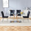 NicBex 5 PCS/7 PCS Tempered Glass Dining Table Set with X-Shaped Stainless Steel Legs,4/6 PU Chairs for Kitchen/Apartment - 2 of 4