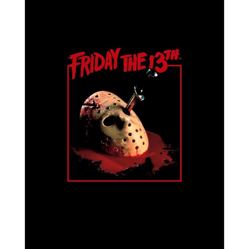 Friday the 13th Horror Movie Jason Bloody Mask Mens Black Graphic Tee Shirt, 2 of 4