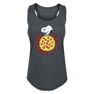 Women's - Peanuts - Pizza My Heart Graphic Racerback Tank - 1 of 4