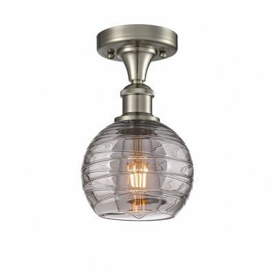 Athens Deco Swirl - 1 Light Semi-Flush Mount In Industrial Style-11 Inches Tall and 6 Inches Wide