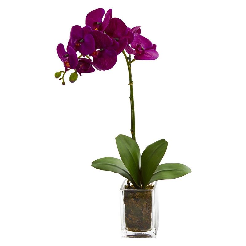 Nearly Natural 24-in Orchid Phalaenopsis Artificial Arrangement in Vase, 2 of 4