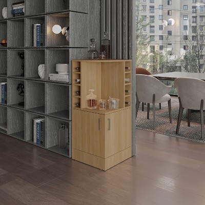 NicBex Buffet Cabinet with Storage 42" Tall Corner Bar Cabinet Sideboard Cabinet with 8 Bottle Cubbies and Double Door for Living Room