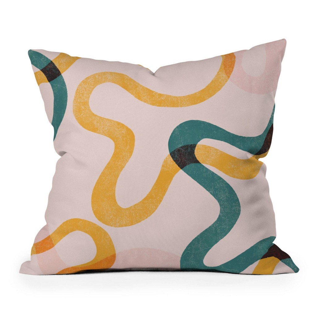 Photos - Pillow 18"x18" Thirty One Illustrations Streamers Square Throw  Pink - Deny Designs: Abstract Design, Removable Cover, Indoor