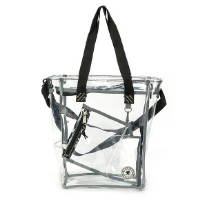 K-Cliffs Clear Tote See Through Messenger Work Bag Zippered Shoulder Bag Bookbag with Cell Phone Pouch & Coin Pouch - 1 of 4