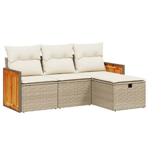 vidaXL Garden Sofa Set Beige PE Rattan Medium Modular Garden Sofa Set - 1 of 4