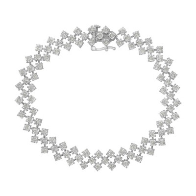 Haus of Brilliance Silver 1.0 cttw Miracle-Set Round Diamond "Zig Zag" Link Bracelet