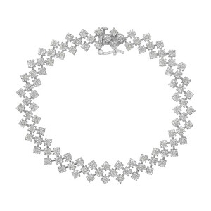 Haus of Brilliance Silver 1.0 cttw Miracle-Set Round Diamond "Zig Zag" Link Bracelet - 1 of 4