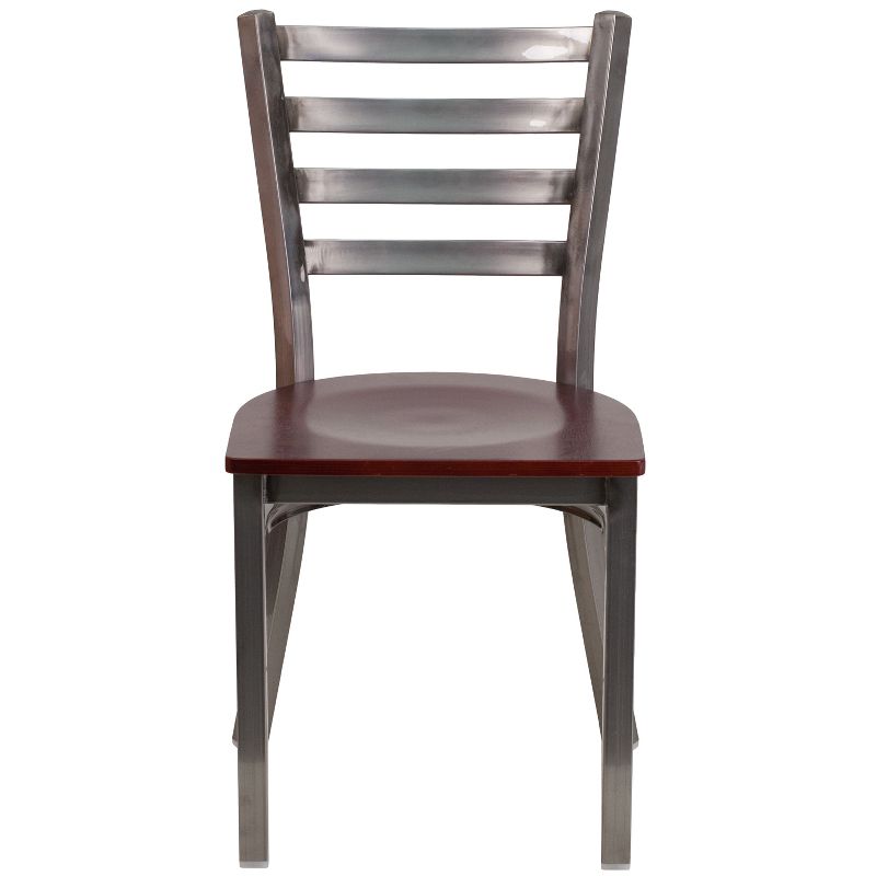 Emma and Oliver 2 Pack Clear Coated Ladder Back Metal Restaurant Chair, 5 of 7