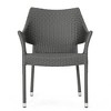 Grungis PE Wicker Stacking Outdoor Dining Chairs,Modern Outdoor Patio Chairs with Arch Backrest & All-Weather Iron Frame,2pc/4pc - 2 of 4
