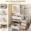 Garvee Vanity Desk with Mirror and Lights, Vanity Table and Chair Set with 4 Drawers and Charging Station, Dresser LED Sliding Mirror - 3 of 4
