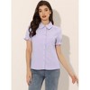 INSPIRE CHIC Women's Short Sleeve Button Down Peter Pan Collar Blouse - 3 of 4