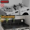 SEVOBAL Utility Storage Shelves Washer Dryer Countertop Woodgrain MDF Extra Divider Anti-Slip Edge for Laundry Room Detergent, Black, 54"*27.5"*12" - 4 of 4
