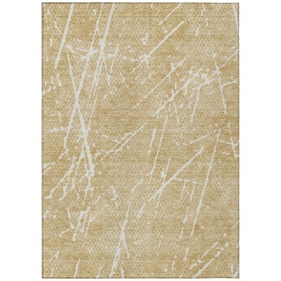 Beige And Ivory Abstract Washable Indoor Outdoor Area Rug