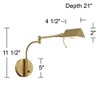 Possini Euro Design Keegan Modern Swing Arm Wall Lamp with Dual USB Ports Warm Gold Plug-In Light Fixture Adjustable for Bedroom - 4 of 4
