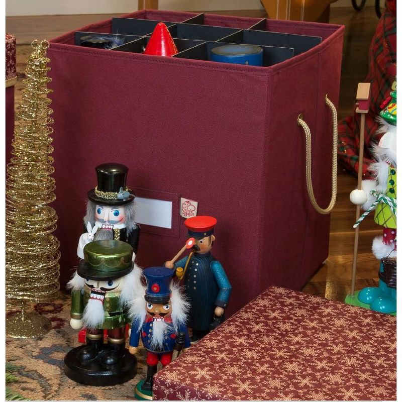 Northlight 14" Burgundy and Gold Holiday Collectibles Storage Box, 1 of 2