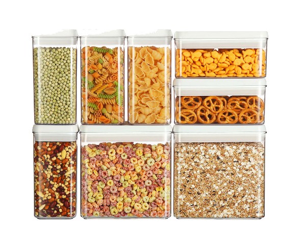 Felli&#174; Flip Tite Square and Rectangle Acrylic 8pc Canister Set