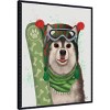 Amanti Art 23"x28" Christmas Husky Snowboard by Fab Funky Framed Canvas Wall Art Print - 2 of 4