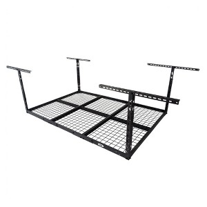 CAT 72 x 48 Inch Adjustable Height Hammer Granite Finished Steel Wire Overhead Garage Ceiling Mount Storage Rack Shelf System, Black - 1 of 4