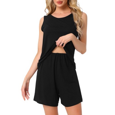 INSPIRE CHIC Women's Cotton Soft Sleeveless Tank Top with Shorts Pajama Set
