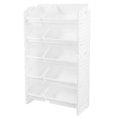 UNiPLAY 5 Tier White Plastic Toy Storage Organizer with Removable Bins