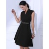 INSPIRE CHIC Women's V Neck Wear to Work Sleeveless Flare Knee Length Dresses - 3 of 4