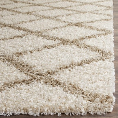 Sumptuous Ivory Shag 8' Square Synthetic Easy-Care Rug