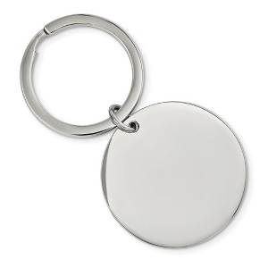 Black Bow Jewelry Stainless Steel Brushed & Polished Reversible Large Circle Key Chain - 1 of 3