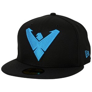 Adult Nightwing Symbol Black Colorway New Era 59Fifty Fitted Hat - 1 of 4