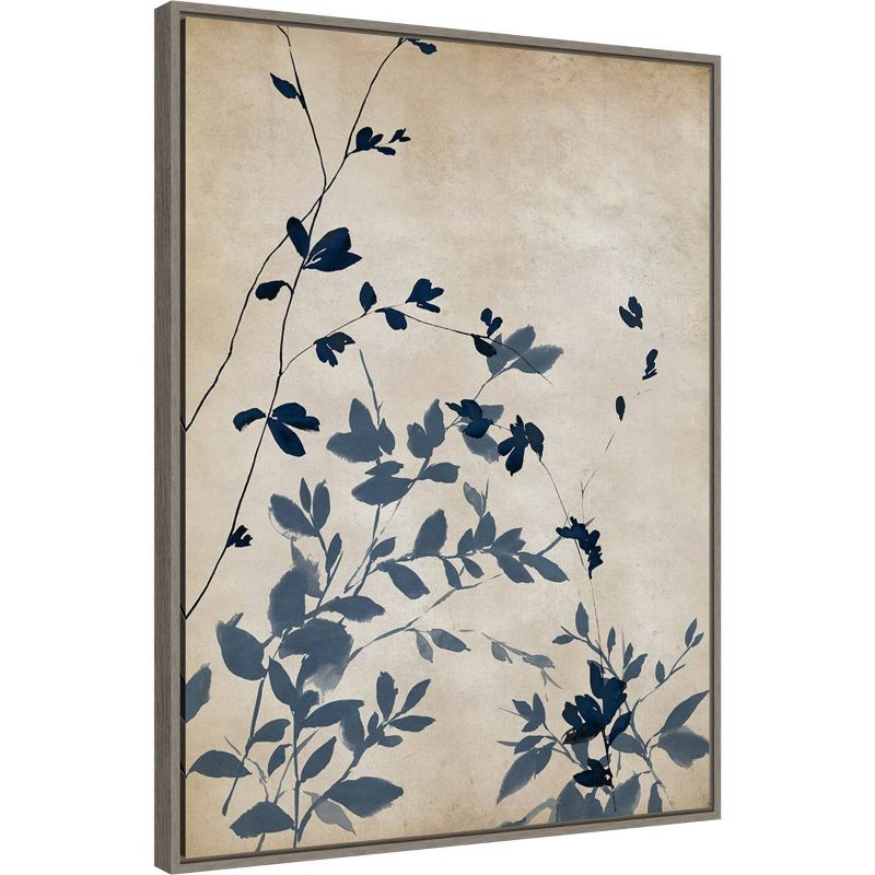22&#34; x 30&#34; Indigo Leaves II by Isabelle Z Framed Canvas Wall Art Gray Wash - Amanti Art, 3 of 11