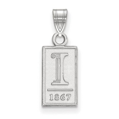 Black Bow Jewelry 14k White Gold Illinois Fighting Illini NCAA Small Pendant