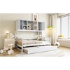 Full Size Wooden Daybed with Twin Size Trundle, All-in-One Cabinet and Shelf - 4 of 4