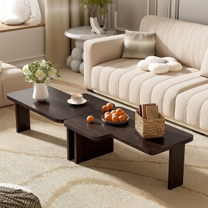 NicBex Modern Minimalist Coffee Table Set,Convertible End Table with Wood Grain Finish,Modular Rectangular Center Table for Living Room - 1 of 4