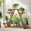 Artloge  6 Tier Rolling Heavy Wood Plant Stand Sturdy Triangle Flower Pot Storage Rack for Garden Home & Patio Decor - 2 of 4