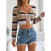 Women's Tie Front Long Sleeve Rib Knit Shrug Sweaters Cardigan Crop Top - 3 of 4