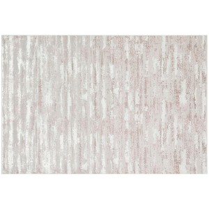 HomeRoots 3' X 5' Pink and Off White Abstract Washable Non Skid Area Rug - 1 of 4