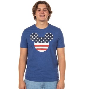 Seven Times Six Mickey Mouse T-Shirt Men's American Flag Short Sleeve Graphic Top Blue - 1 of 4